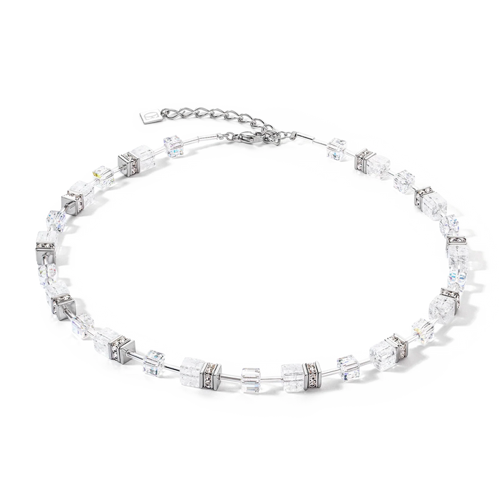 Coeur De Lion GeoCUBE® Iconic Nature Silver-White Necklace