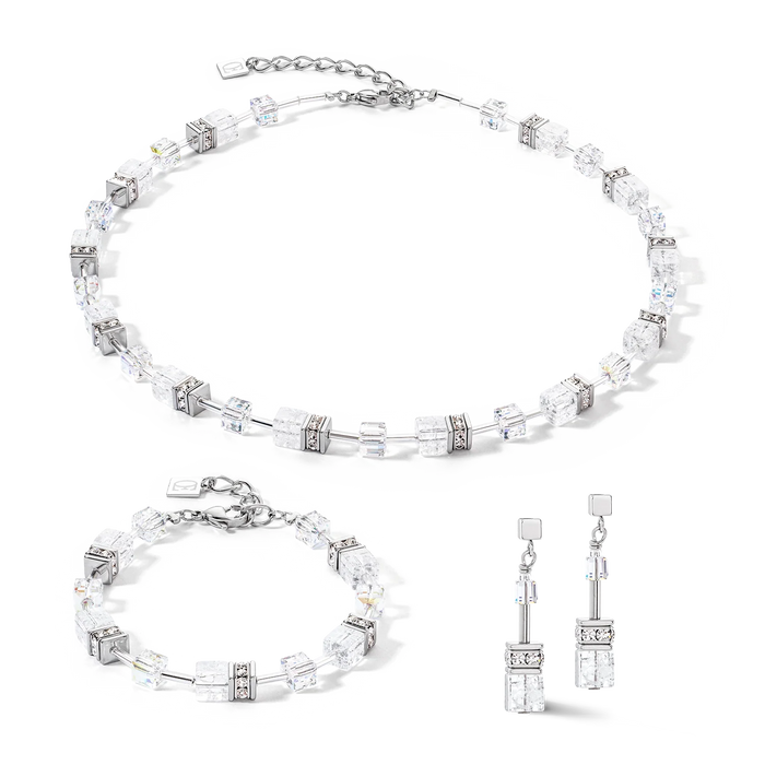 Coeur De Lion GeoCUBE® Iconic Nature Silver-White Necklace