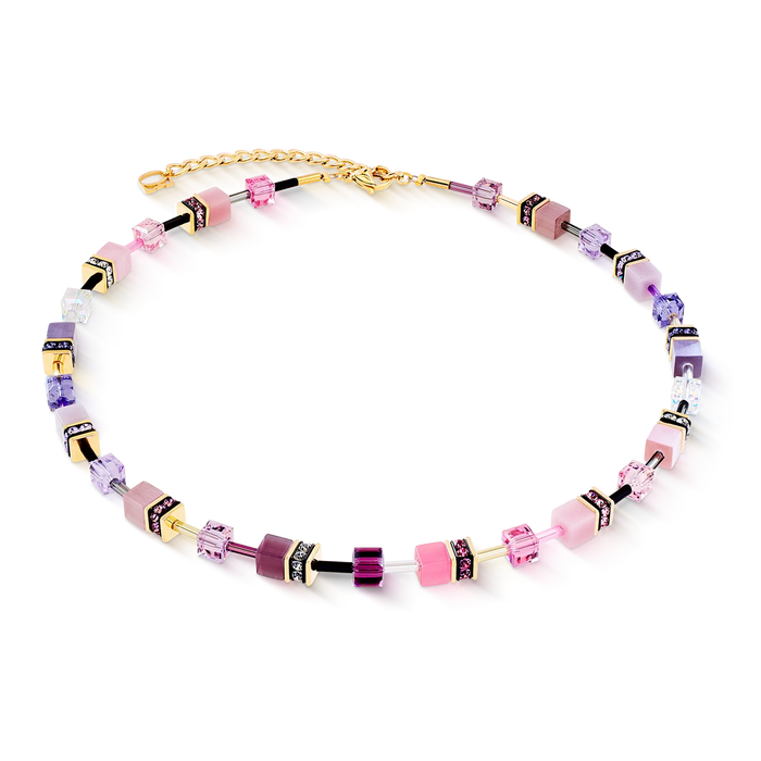 Coeur De Lion GeoCUBE® Iconic Pink Lilac Gold Necklace