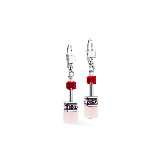 Coeur De Lion GeoCUBE® Iconic Rosé Blush Silver Earrings