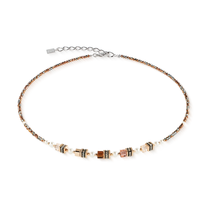 Coeur De Lion GeoCUBE® Sparkling Princess Mocha Mousse Necklace