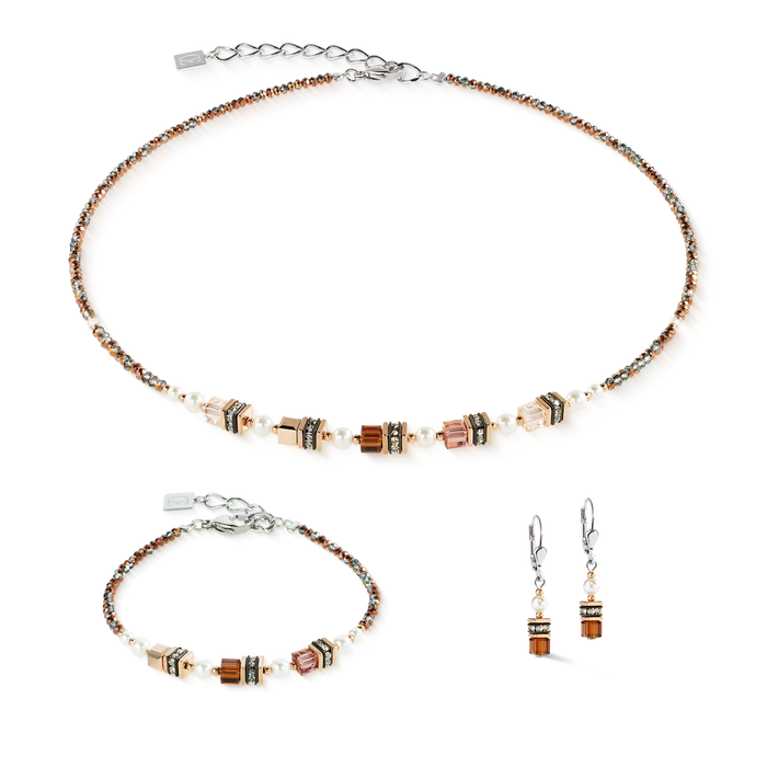 Coeur De Lion GeoCUBE® Sparkling Princess Mocha Mousse Necklace