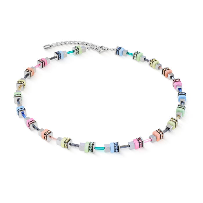 Coeur De Lion Multicolour Fresh Sorbet Cube Silver Necklace