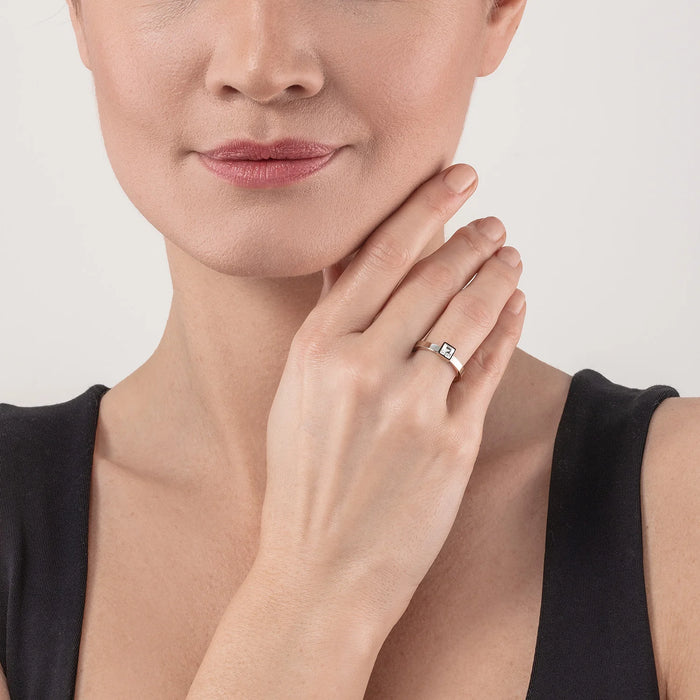 Coeur De Lion Small Crystals Silver Ring