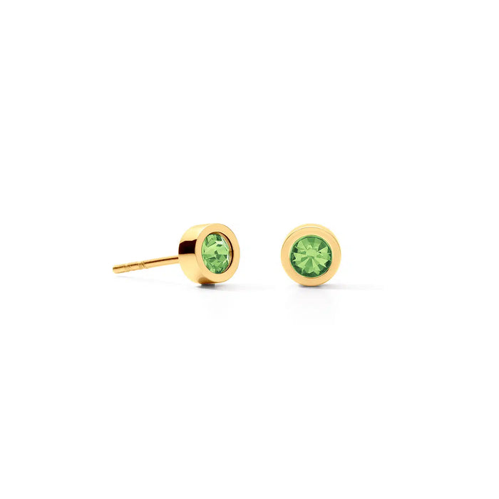 Coeur De Lion Sparkling Green Dot Gold Earrings