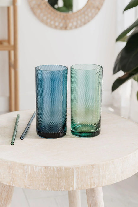 Twist Highball Tumblers – Set Of 2 Blue/Green