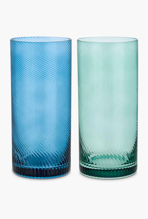 Twist Highball Tumblers – Set Of 2 Blue/Green