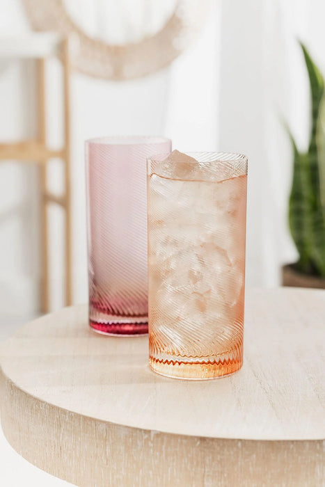 Twist Highball Tumblers – Set Of 2 Pink/Peach