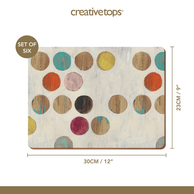 KitchenCraft Creative Tops Retro Spot Pack Of 6 Premium Placemats