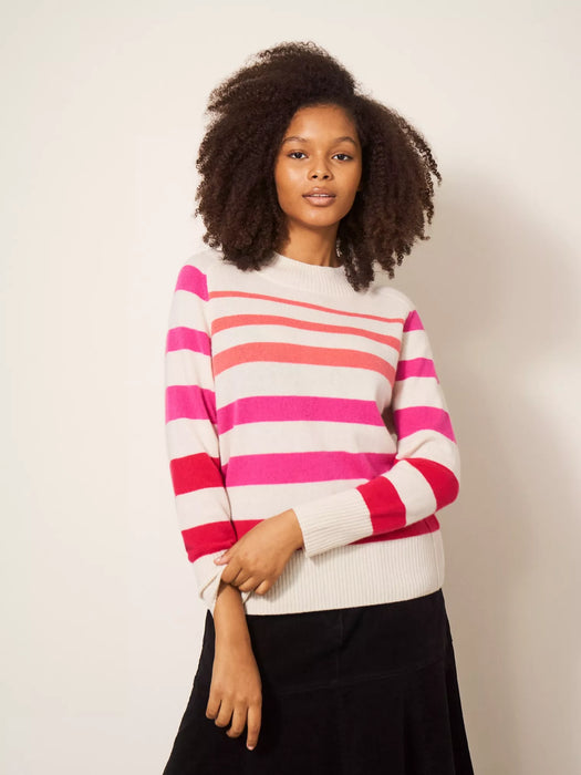 White Stuff Women's Cora Crew Neck Cashmere Jumper Pink Multi