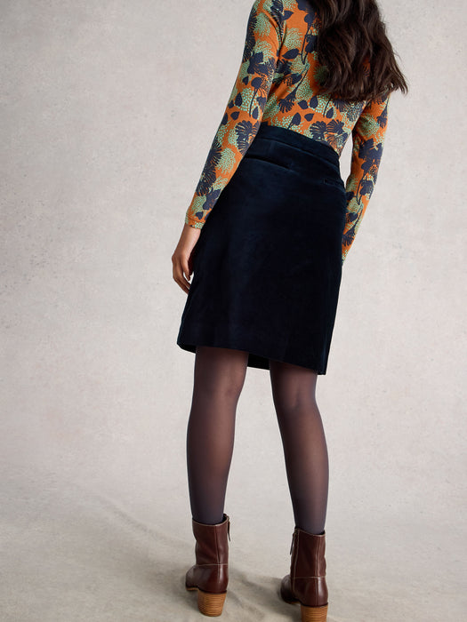White Stuff Women's Coral Velvet Skirt In Dark Navy