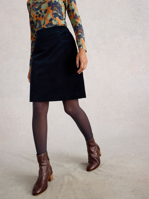 White Stuff Women's Coral Velvet Skirt In Dark Navy