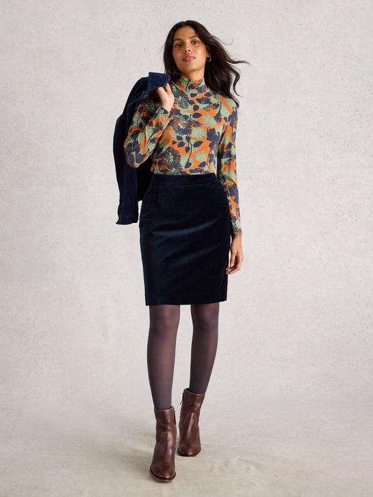 White Stuff Women's Coral Velvet Skirt In Dark Navy