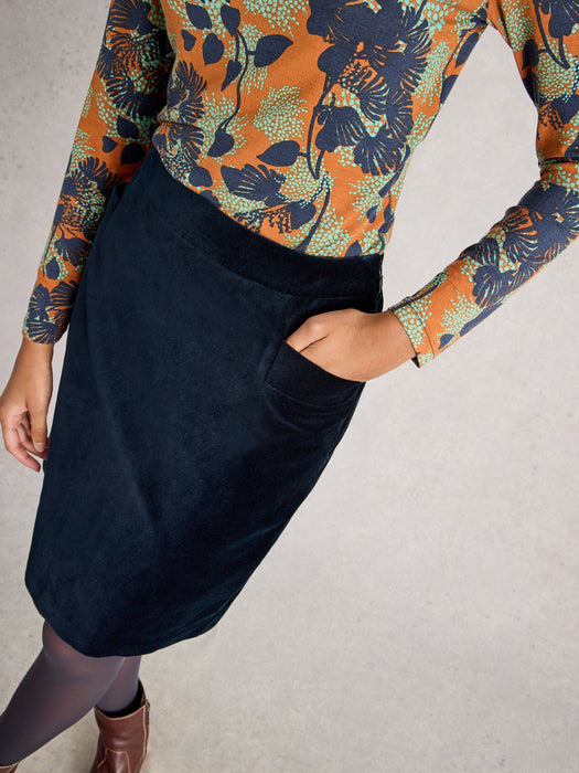 White Stuff Women's Coral Velvet Skirt In Dark Navy