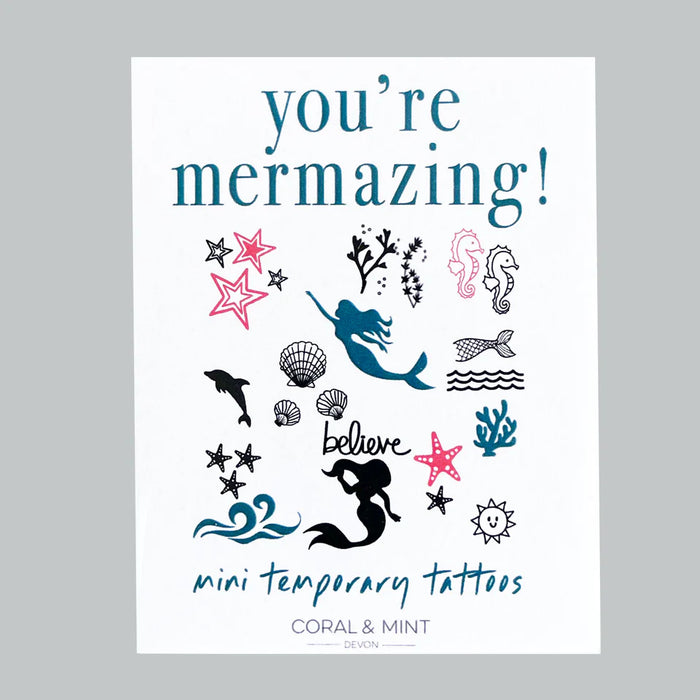 Coral & Mint Mermaid Tattoos