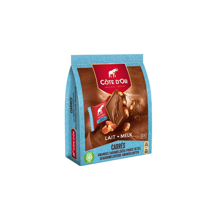 Cote D'or Milk Chocolate Mini Carre tablets With Caramelised Almonds 200g SHORTDATED B/B 26/01/26