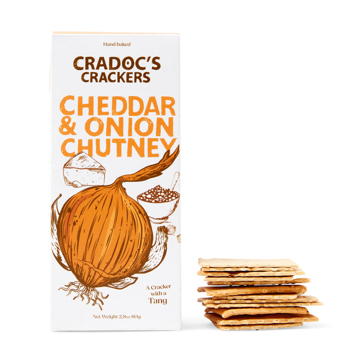 Cradoc's Savoury Biscuits Cheddar Cheese And Onion Chutney Crackers