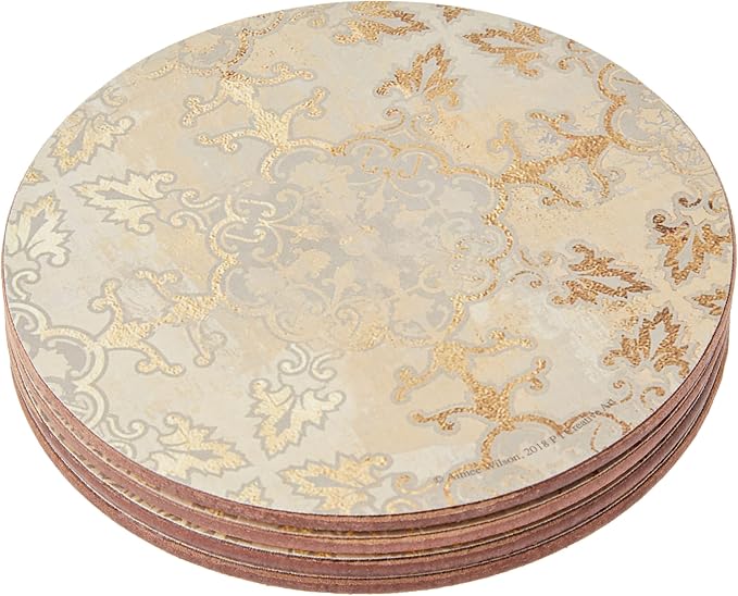 Creative Tops Cork-Backed Coasters Set With Printed Gold