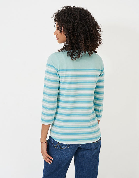 Crew Clothing Women's Essential Breton Top Blue Mist White