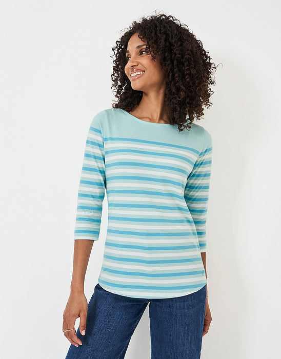 Crew Clothing Women's Essential Breton Top Blue Mist White