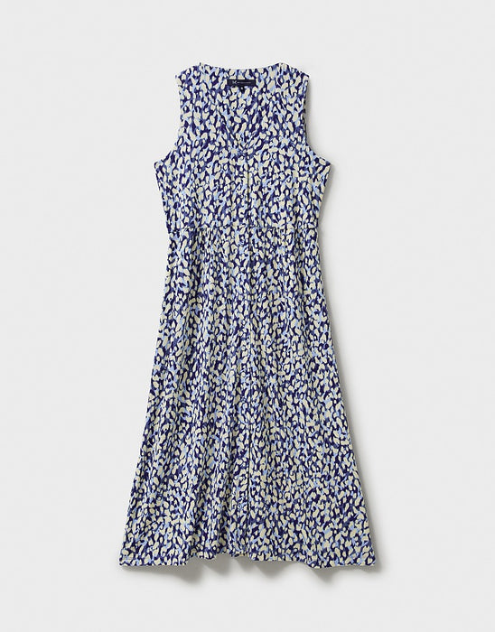 Crew Clothing Women's Alissa Sleeveless Button Through Jersey Dress In Navy White Print