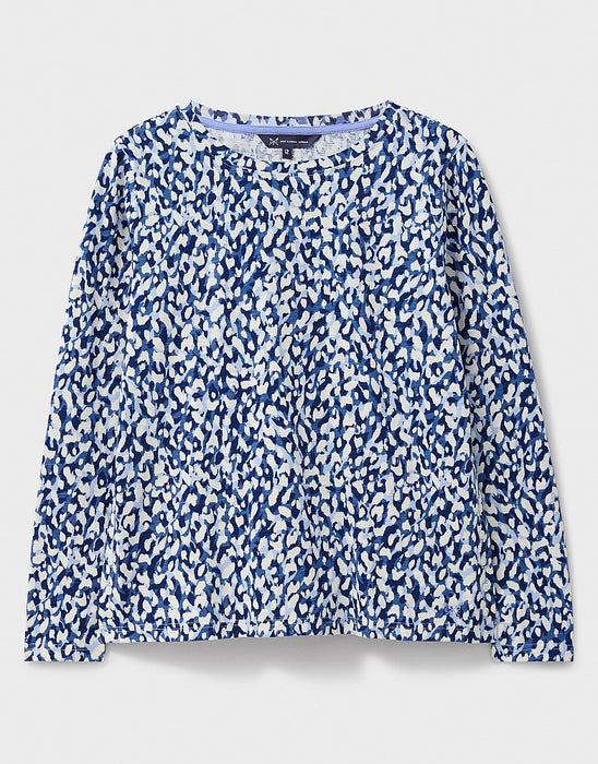 Crew Clothing Women's Cassandra Print Top With Button In Allena Navy Print