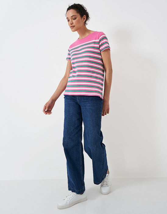 Crew Clothing Women's Breton T-Shirt - Pink White Grey