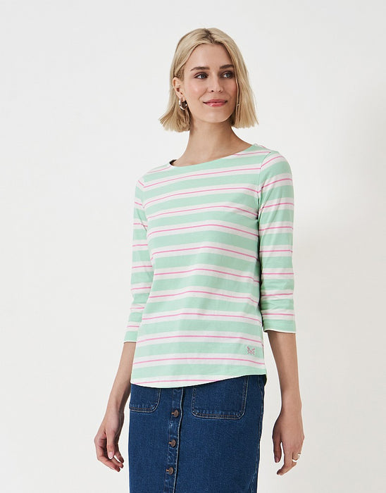 Crew Clothing Women's Essential Breton Top In Mist Green White