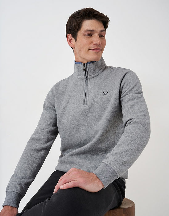 Crew Clothing Men's Classic Half Zip Sweatshirt In Grey Marl