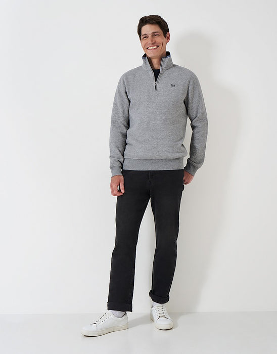 Crew Clothing Men's Classic Half Zip Sweatshirt In Grey Marl