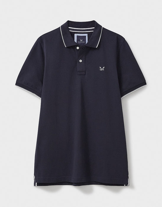 Crew Clothing Men's Classic Piqué Cotton Tipped Polo Shirt In Dark Navy White