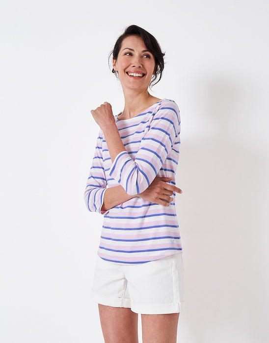 Crew Clothing Women's Essential Breton Stripe Top Lilac/Multi