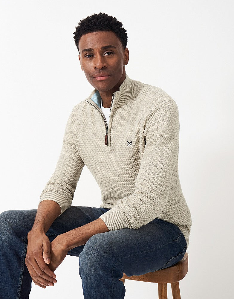 トップス SEE SEE LS WOOL CREW Crew Clothing Men's Ocean Wave Organic Cotton Half Zip Jumper