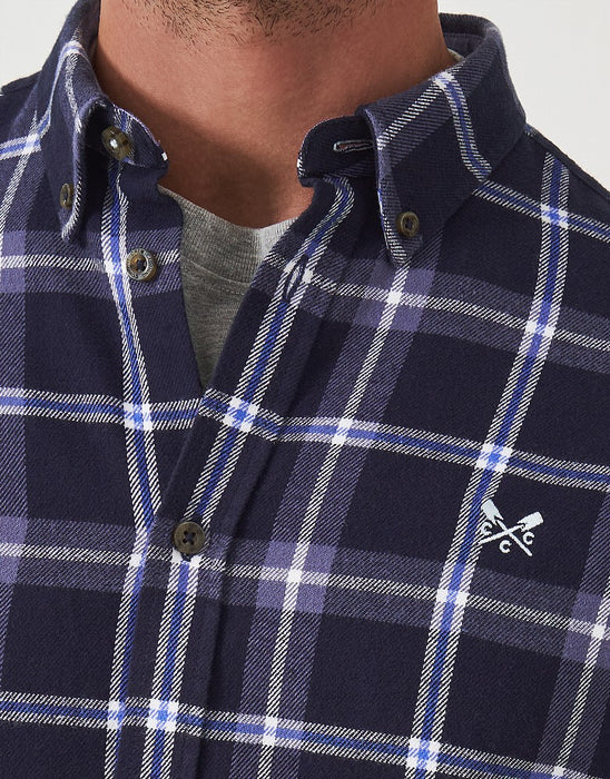 Crew Clothing Men's Long Sleeve Cotton Flannel House Check Shirt In Heritage Navy White