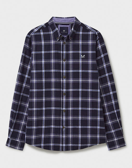 Crew Clothing Men's Long Sleeve Cotton Flannel House Check Shirt In Heritage Navy White
