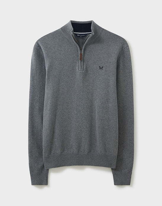 Crew Clothing Men's Classic Half Zip Knit Jumper Grey Marl