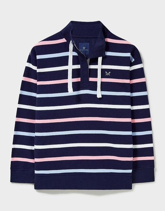 Crew Clothing Women's Half Button Toggle Sweatshirt - Dark Navy Stripe