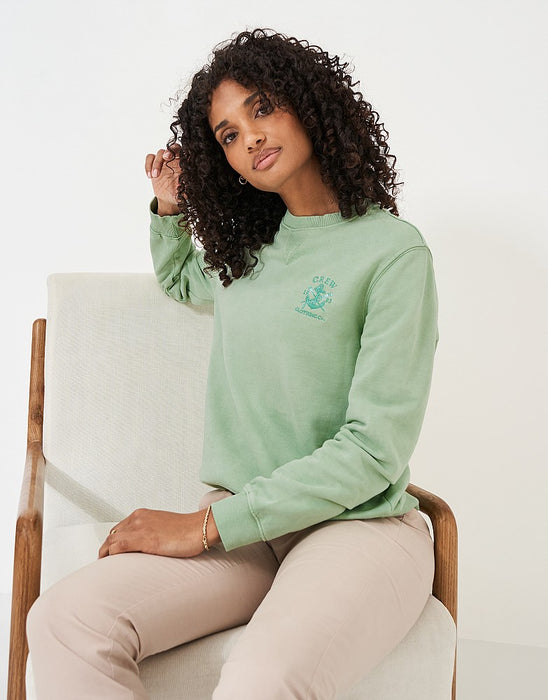 Crew Clothing Women's Pigment Dyed Cotton Crew Neck Sweatshirt In Light Green