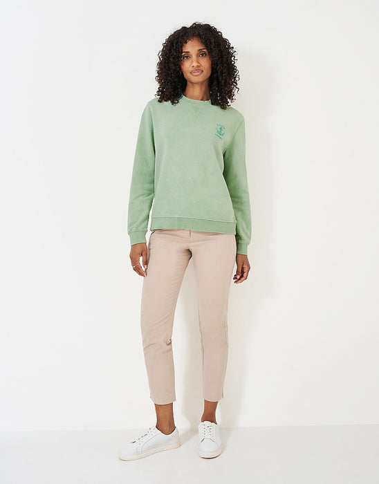 Crew Clothing Women's Pigment Dyed Cotton Crew Neck Sweatshirt In Light Green