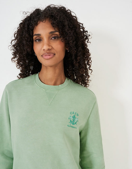 Crew Clothing Women's Pigment Dyed Cotton Crew Neck Sweatshirt In Light Green