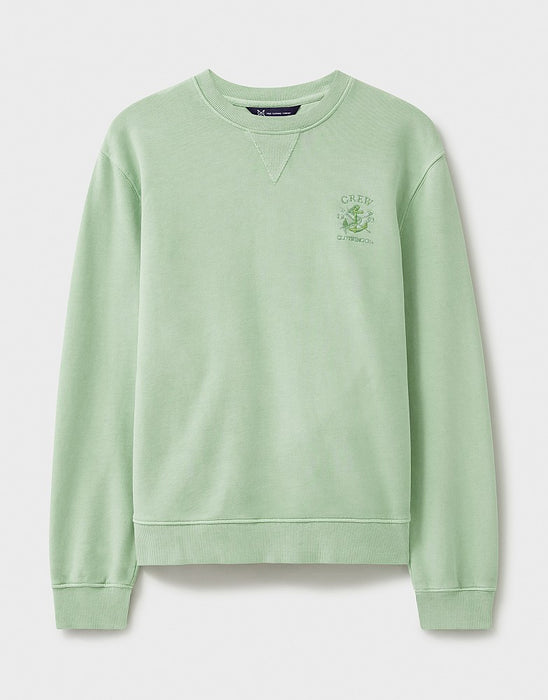 Crew Clothing Women's Pigment Dyed Cotton Crew Neck Sweatshirt In Light Green