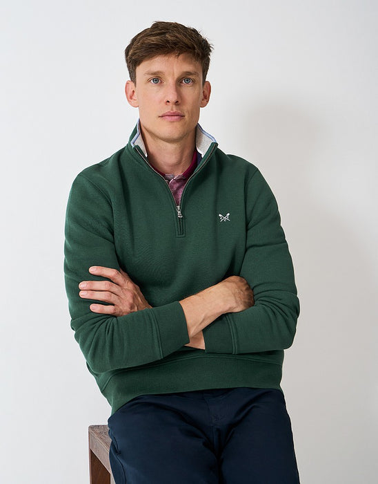Crew Clothing Men's Classic Half Zip Sweatshirt In Bottle Green