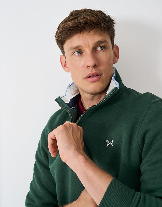 Crew Clothing Men's Classic Half Zip Sweatshirt In Bottle Green