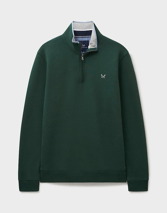Crew Clothing Men's Classic Half Zip Sweatshirt In Bottle Green