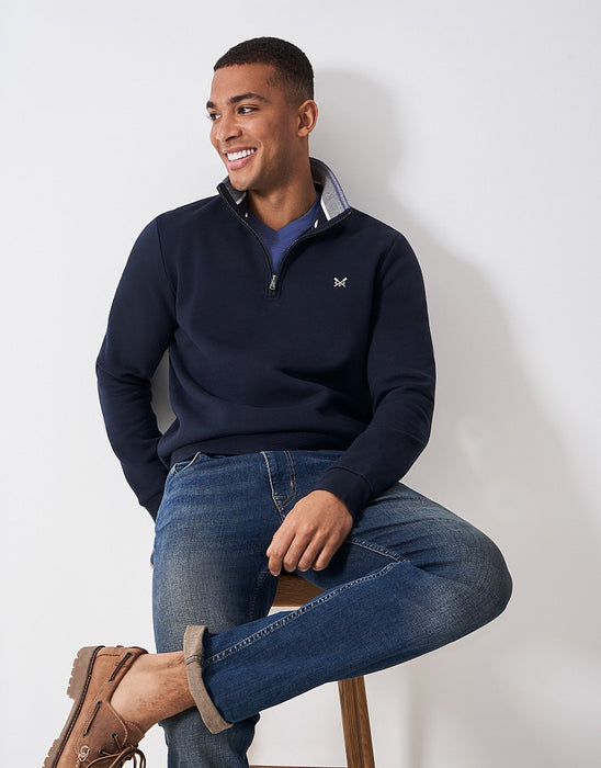 Crew Clothing Men's Classic Half Zip Sweatshirt In Heritage Dark Navy