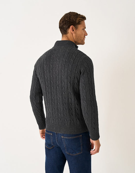 Crew Clothing Men's Oarsman Cable Half Zip Jumper in Charcoal