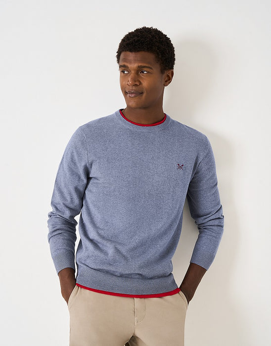 Crew Clothing Men's Oarsman Cable Knit Crew Neck Jumper In Blue Marl