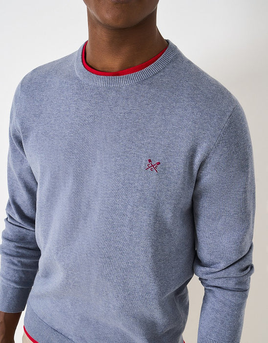 Crew Clothing Men's Oarsman Cable Knit Crew Neck Jumper In Blue Marl
