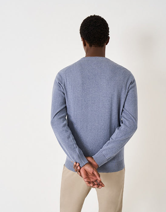 Crew Clothing Men's Oarsman Cable Knit Crew Neck Jumper In Blue Marl