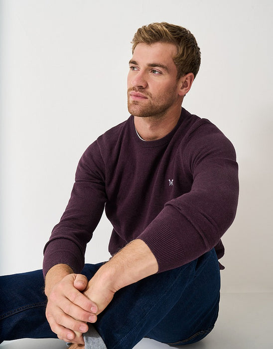 Crew Clothing Men's Oarsman Cable Knit Crew Neck Jumper In Mahogany